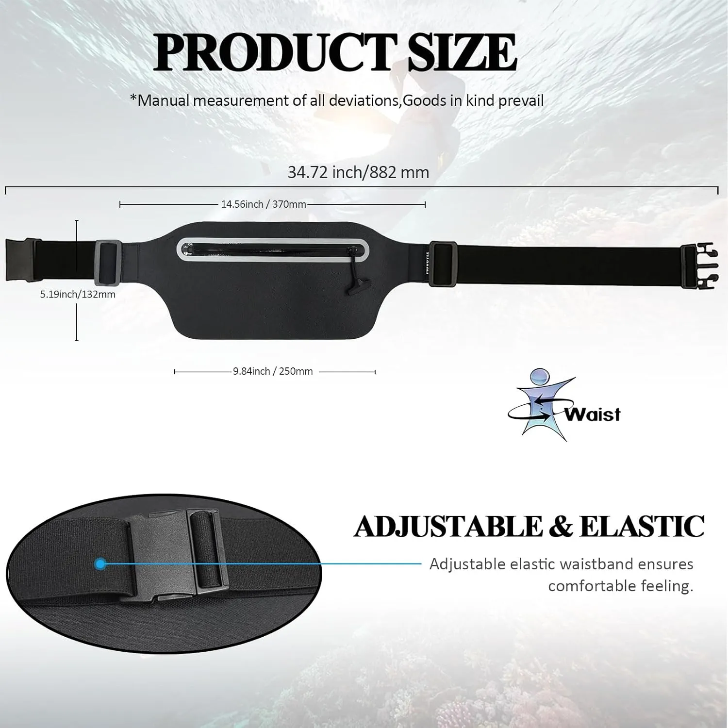 Waterproof Fanny Pack Women Kids,Slim Running Belt Bag for Men Waist Bag,Hiking Waist Pack for Swimming,Kayaking,Beach,Water Sports,GYM,Hydration,Walking,Jogging,Runner Cell Phone Pouch Black