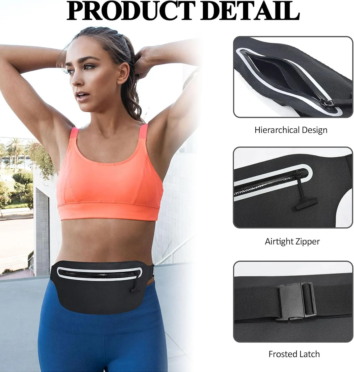 Waterproof Fanny Pack Women Kids,Slim Running Belt Bag for Men Waist Bag,Hiking Waist Pack for Swimming,Kayaking,Beach,Water Sports,GYM,Hydration,Walking,Jogging,Runner Cell Phone Pouch Black