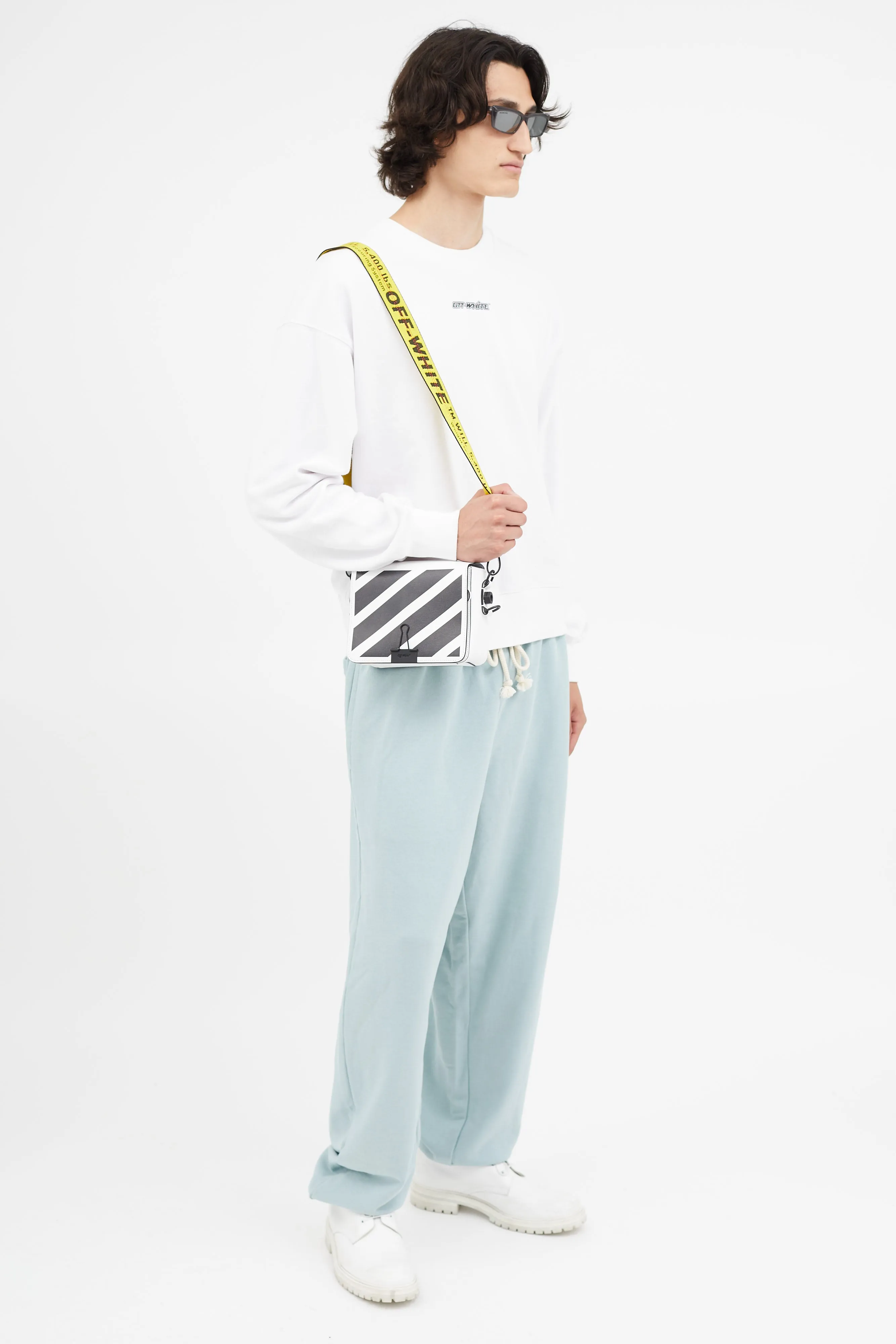 White Diagonal Binder Clip Bag