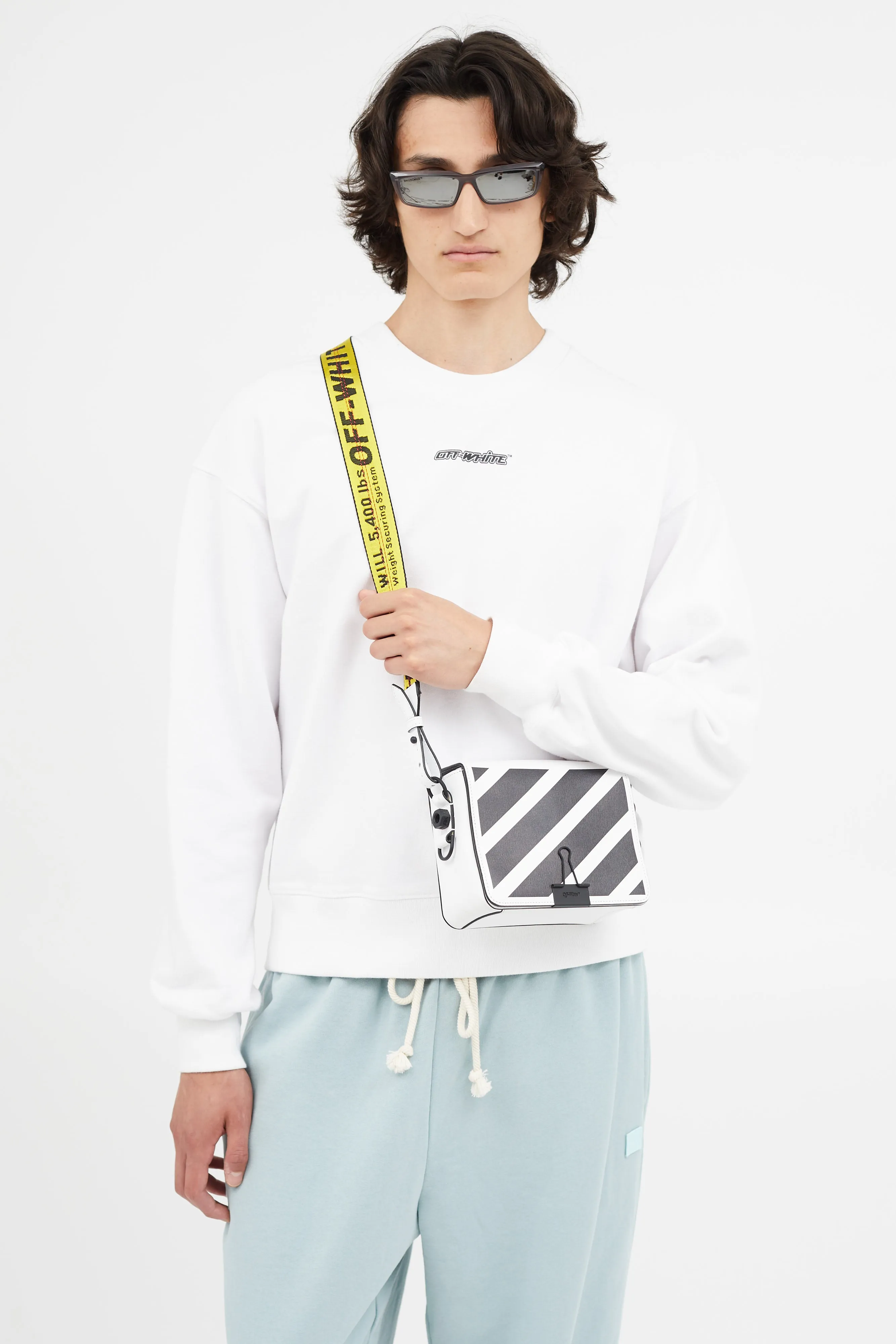 White Diagonal Binder Clip Bag