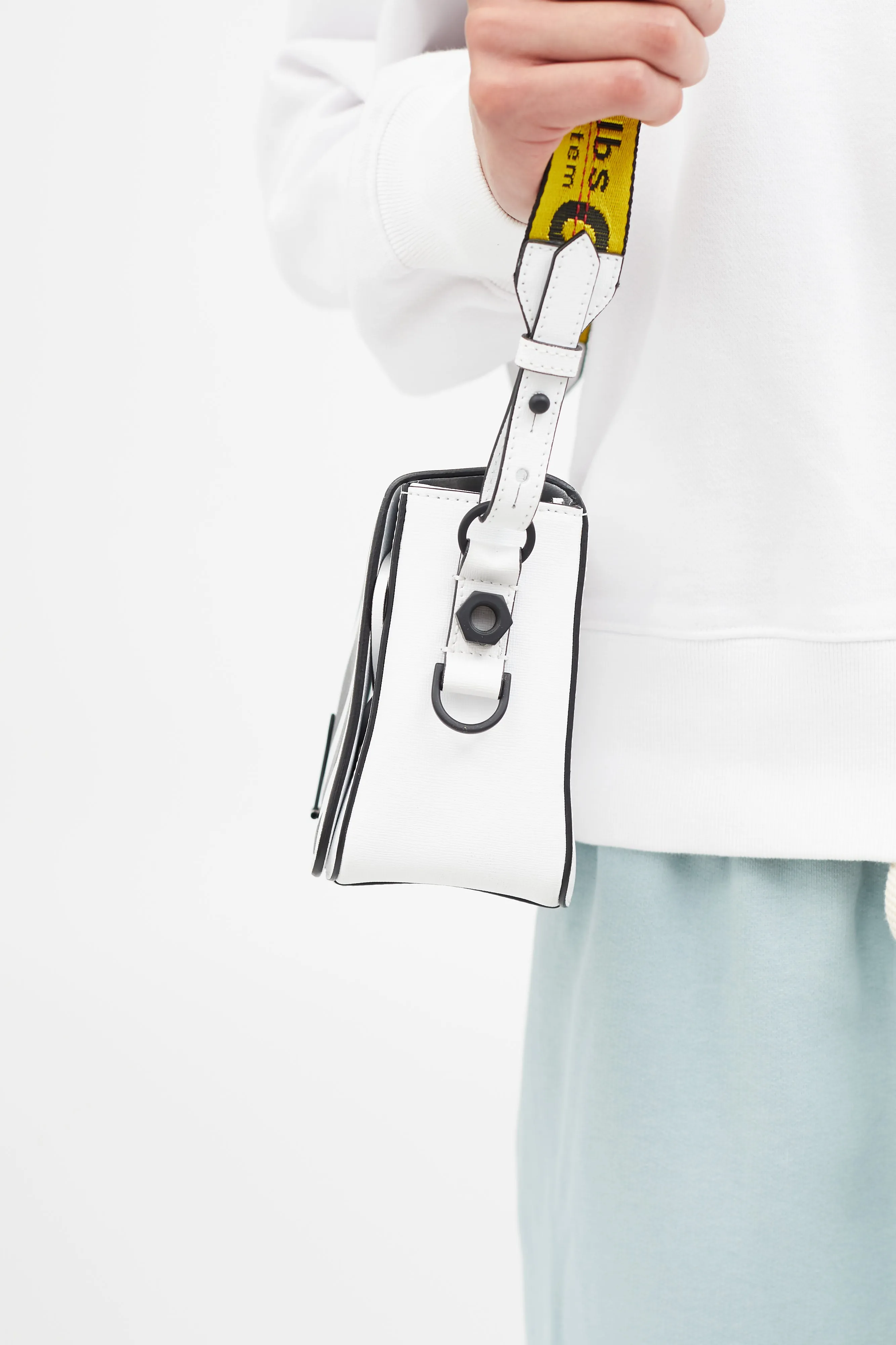 White Diagonal Binder Clip Bag