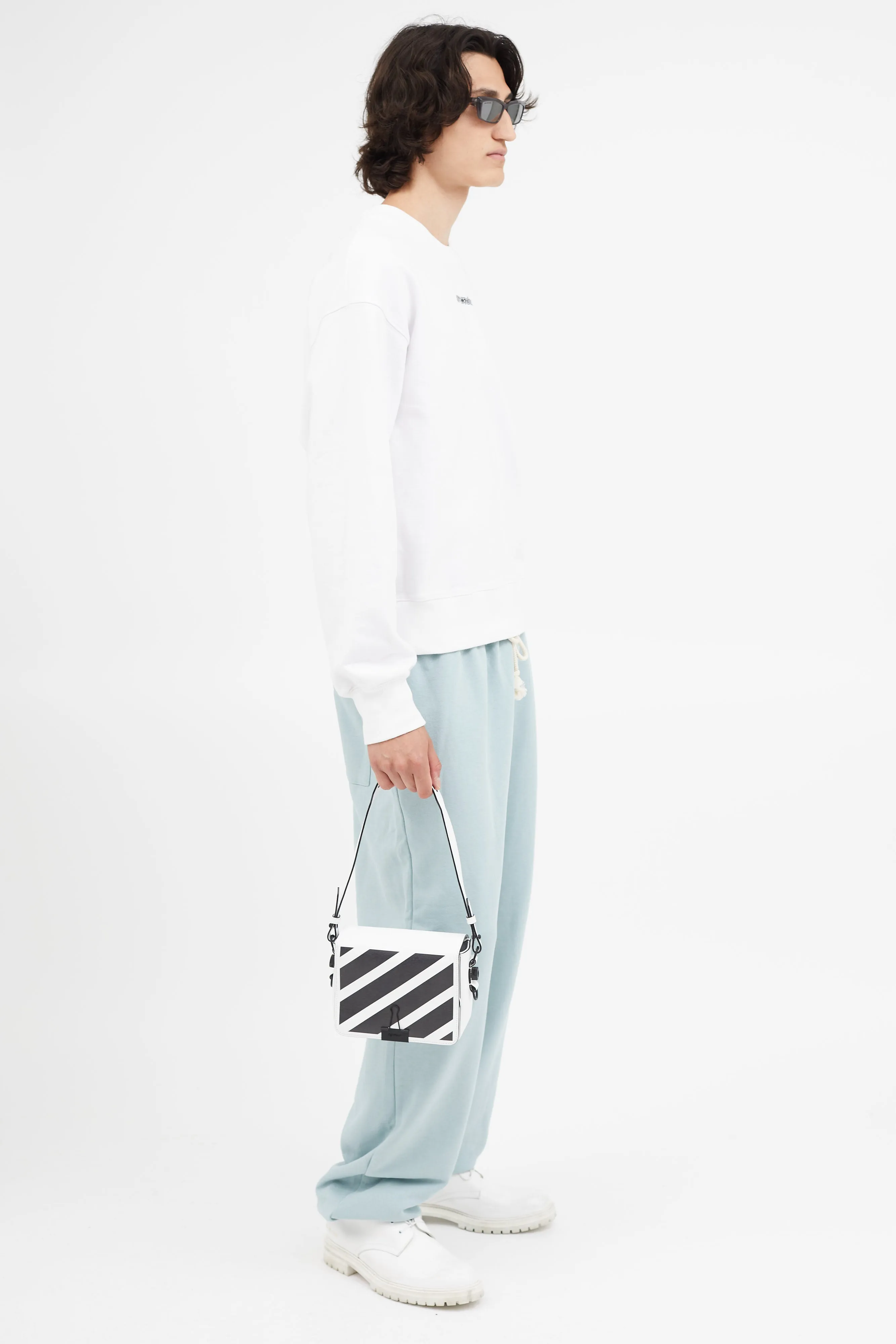 White Diagonal Binder Clip Bag