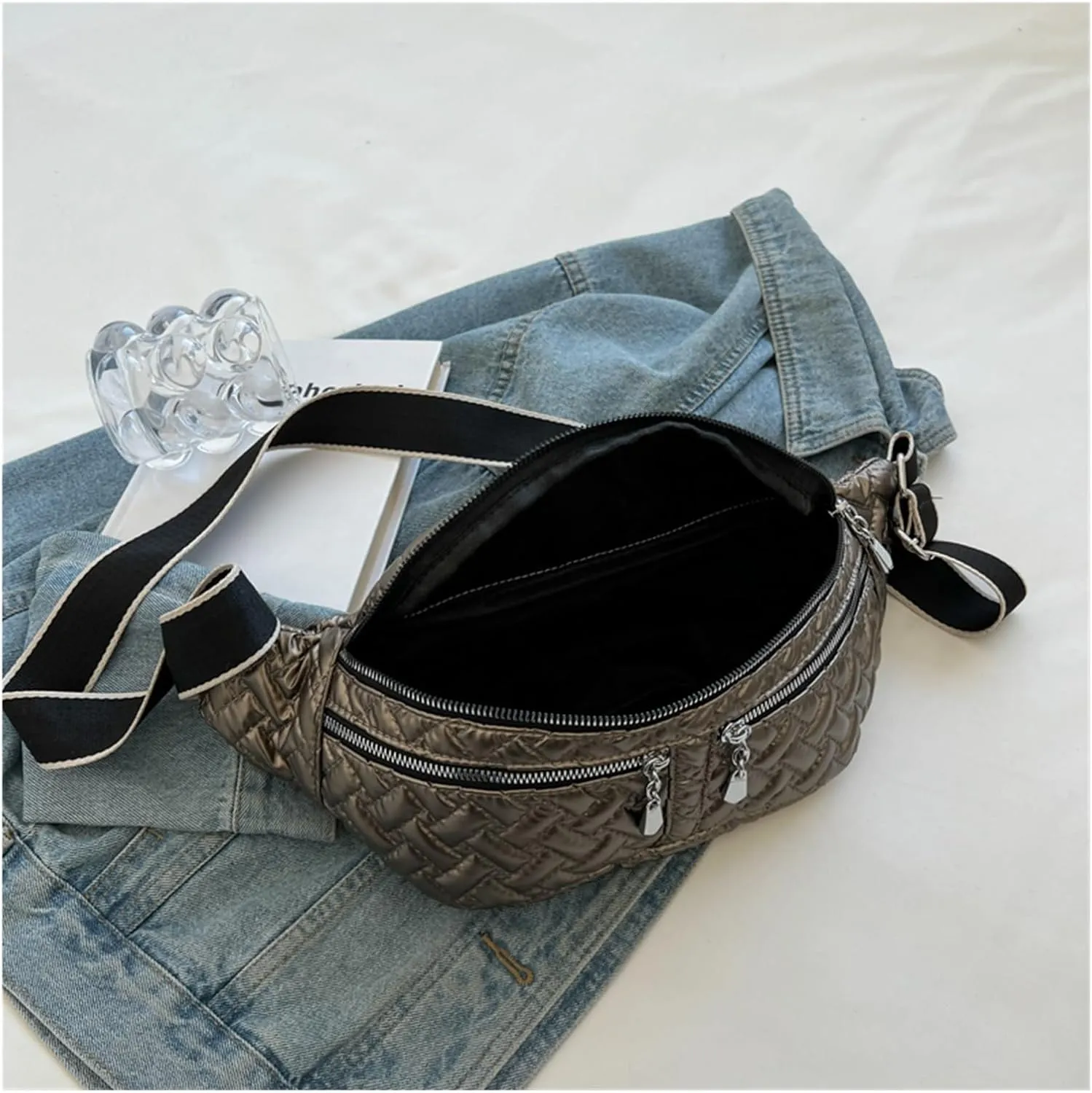 Winter Down Waist Bag Fashion Lady Fanny Pack and Phone Pack Female Belt Bags Crossbody Chest Bag (Color : Champagne Color, Size : 1)