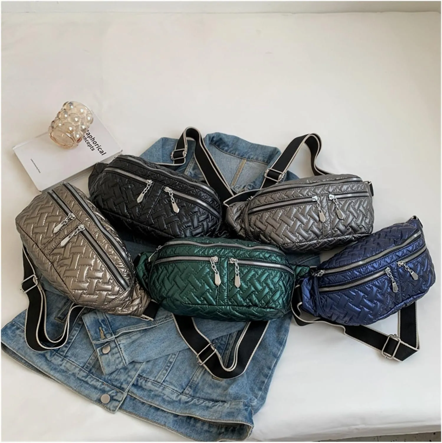 Winter Down Waist Bag Fashion Lady Fanny Pack and Phone Pack Female Belt Bags Crossbody Chest Bag (Color : Champagne Color, Size : 1)