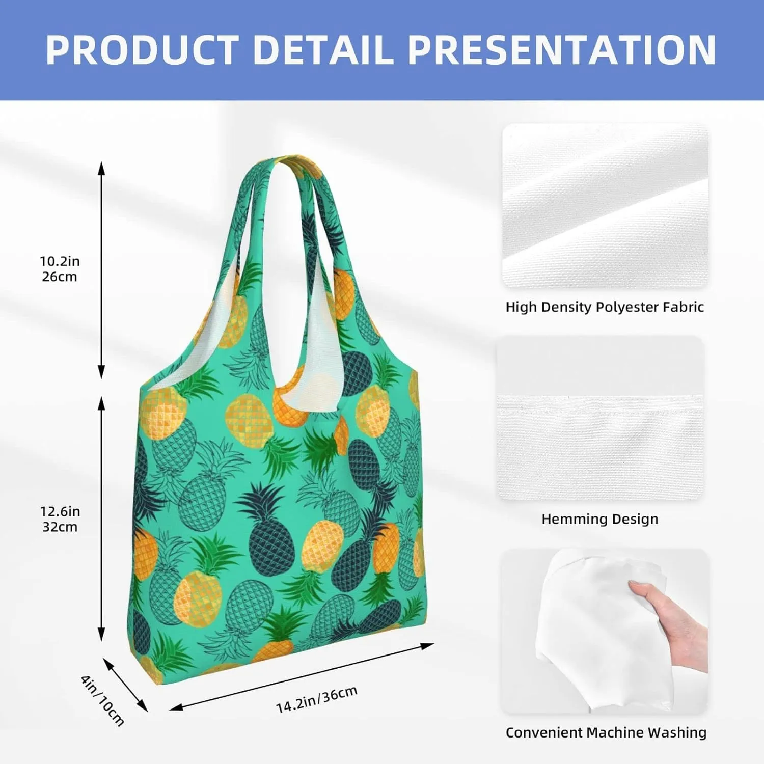 WOAIDY Reusable Grocery Bags for Kitchen, Foldable Durable Shopping Totes with 50lbs Capacity, Large Tote Bags with Handles