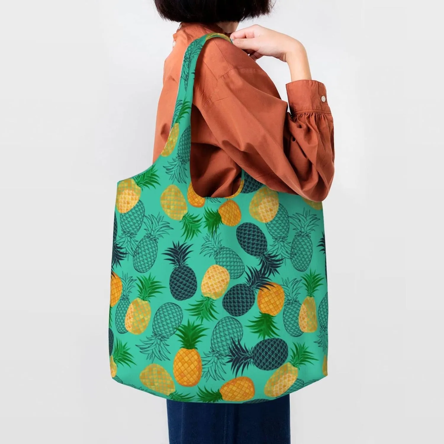 WOAIDY Reusable Grocery Bags for Kitchen, Foldable Durable Shopping Totes with 50lbs Capacity, Large Tote Bags with Handles