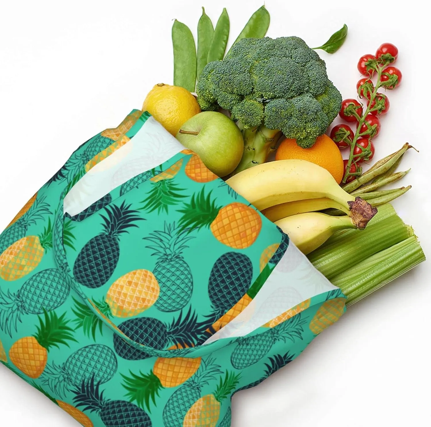 WOAIDY Reusable Grocery Bags for Kitchen, Foldable Durable Shopping Totes with 50lbs Capacity, Large Tote Bags with Handles