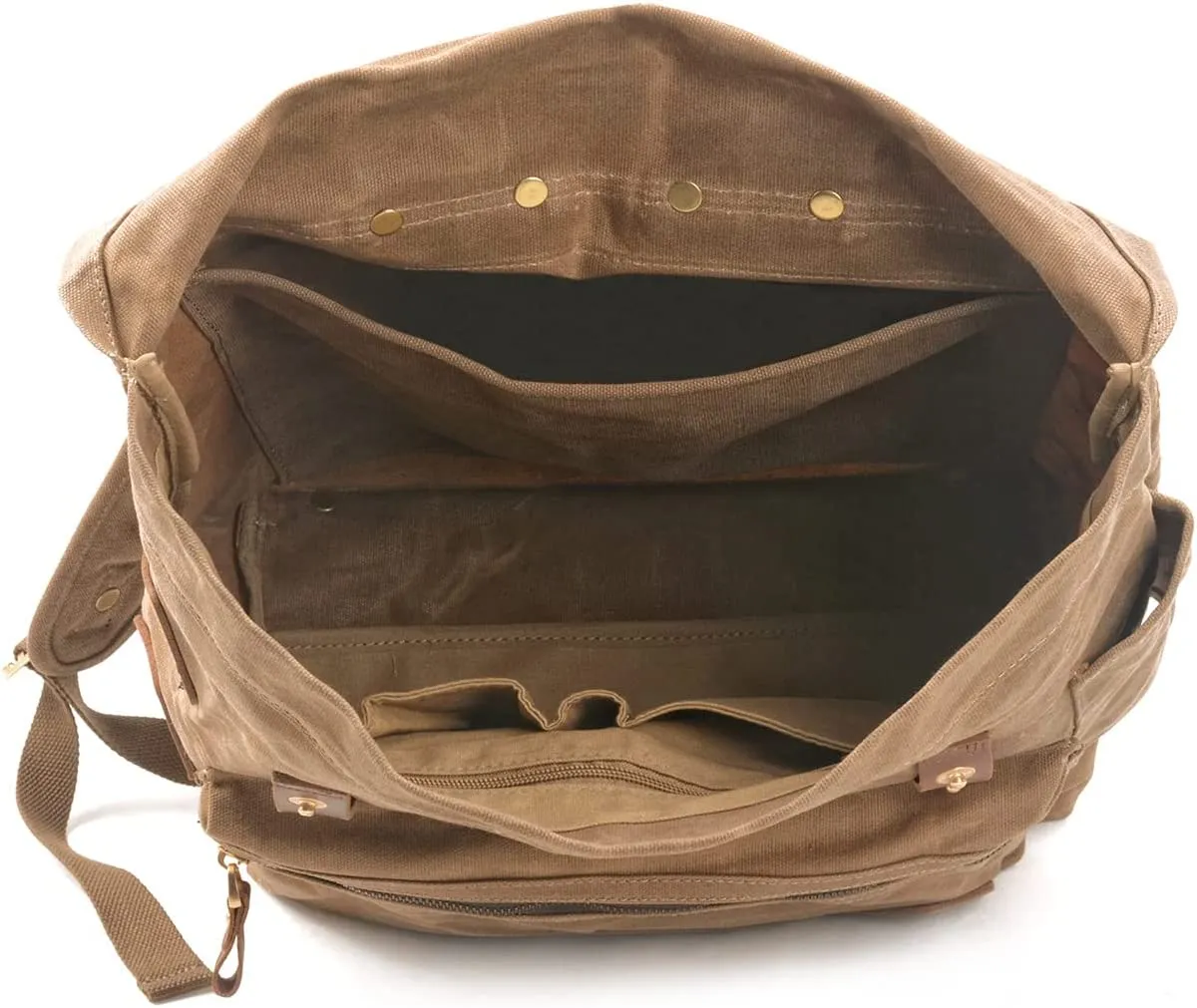 WUDON Leather Laptop Backpack for Men - Vintage Waxed Canvas Shoulder Rucksack for School Flight Hiking